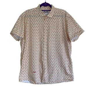 Brava Fabrics Shrimp Print Short Sleeve Shirt Cream Red Novelty Vacation Sz XXL